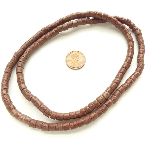 Powderglass, Chocolate Brown 1980s Era Beads 5x6mm on 26-inch Strand