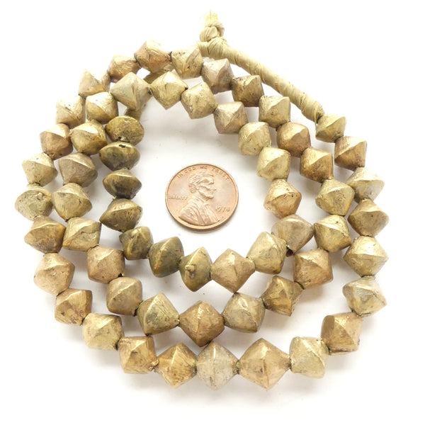 Brass, Vintage Cammeroon Bicones 8x10 and 10x10mm, 21-inch Strand