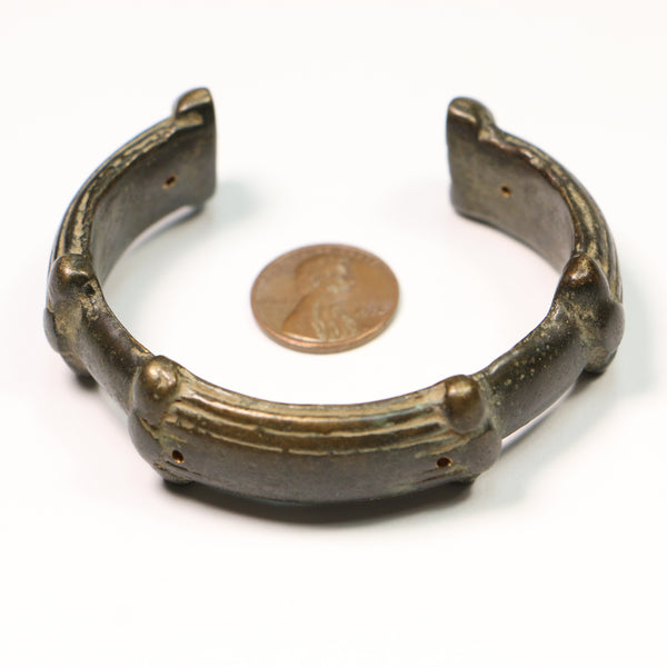 Brass, Bracelet Antique with Tiny Holes For Making it into a Necklace Focal, 2x2.5 inches