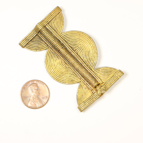 Brass, Lost Wax Cast Extra Large Baoule Sun & Moon Design Bead, 2.5x1.5 inches