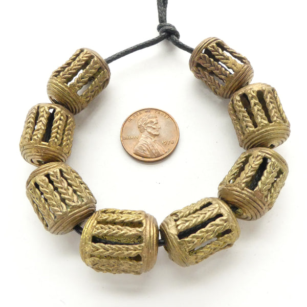 Brass, Lost Wax Cast Baoule, Beads are 18x14mm, Sold as Set of 8