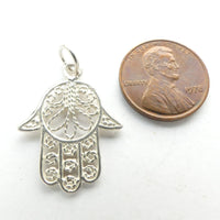 Moroccan Silver Filigree Hand Pendant, 30mm Long with Loop