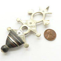 Moroccan Silver Tuareg Iferouane Style Pendant with Ebony, 4 Inches Long