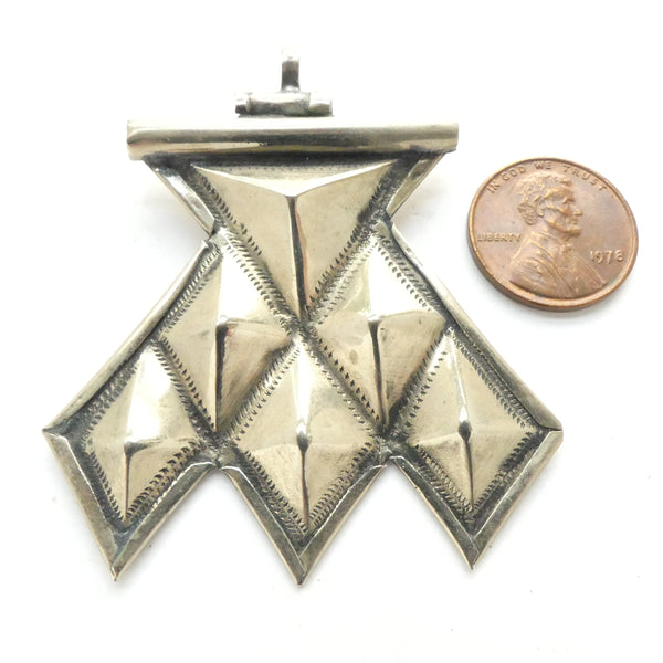 Moroccan Hamsa Silver Amulet Pendant, 50x60mm