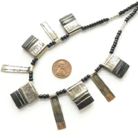 Moroccan Silver Tuareg Necklace of In Gall Style & Tabular Pendants, 20-inches Long