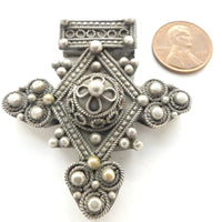 Moroccan Silver Boghdad Pendant, Vinatge, 50x55mm