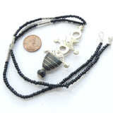 Moroccan Silver Tuareg Iferouane Style Crosses, 60-70mm Long Strung with Black Beads