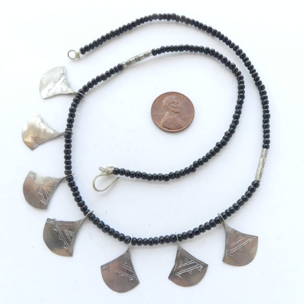 Moroccan Silver Tuareg Necklaces with Small Triangular Pendants, 18 Inches Long