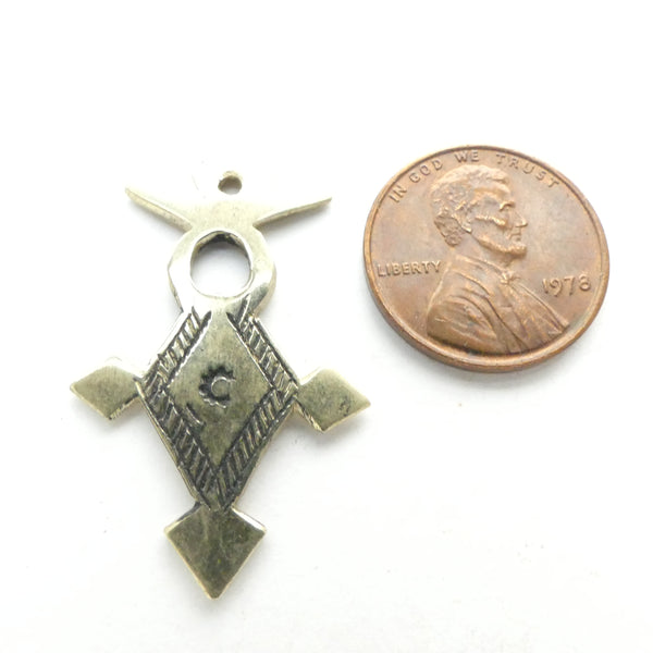 Moroccan Silver Tuareg Agadez Cross Pendant, Mini, 32mm