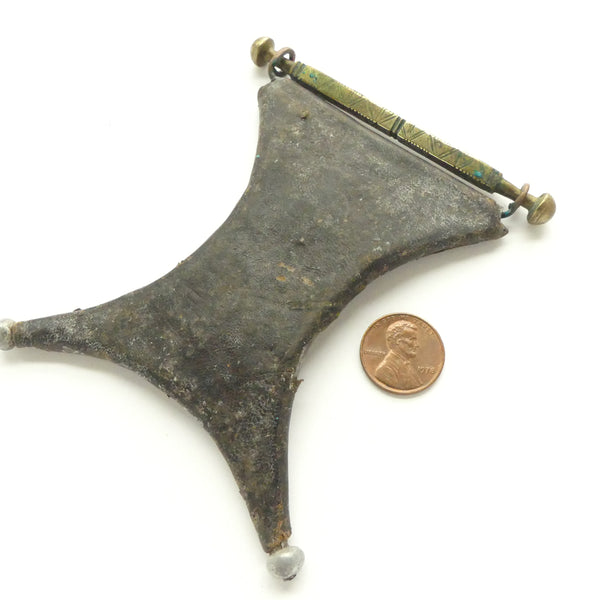 Tuareg Tcherot, Leather with Metal Inside, 4x4.5 inches