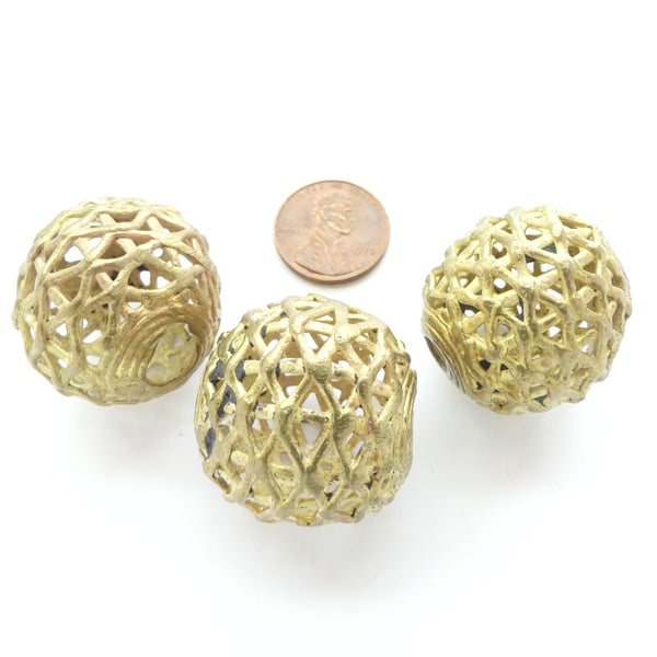 Brass, Lost Wax Cast Rounds, Ghana, 27mm