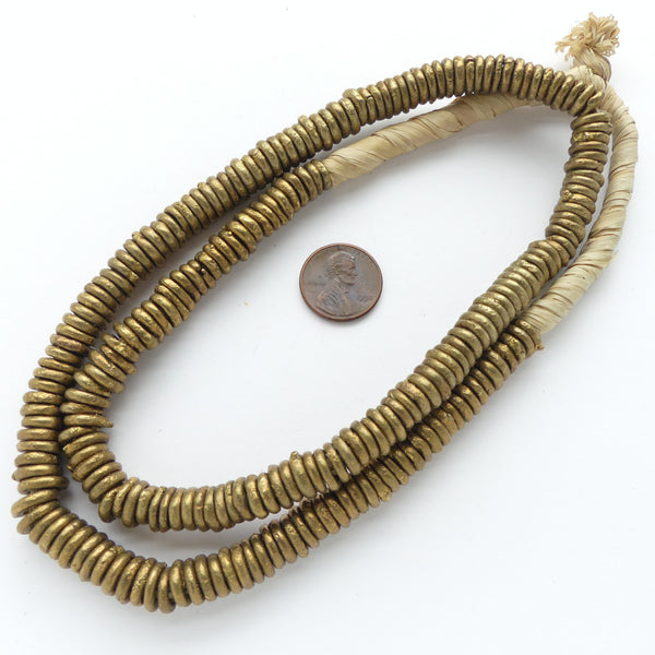 Brass, Rings, Nigeria 10mm, on 20-inch Strand