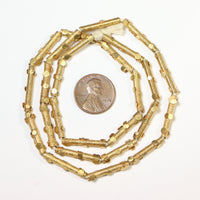 Brass, Gold Plated, Coiled Cylinder Beads with Applied Dots, 20-inch Strand