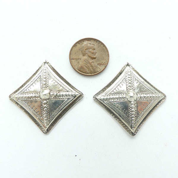 Moroccan Silver Tuareg Small Diamond Shaped Pendants, 25x25mm, Sold Individually