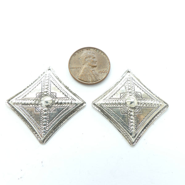 Moroccan Silver, Tuareg Small Diamond Shape Pendants, 25x25mm, Sold Individually