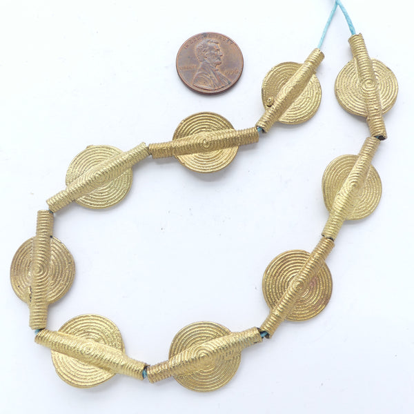 Brass, Lost Wax Sun, Baoule, 30x18mm