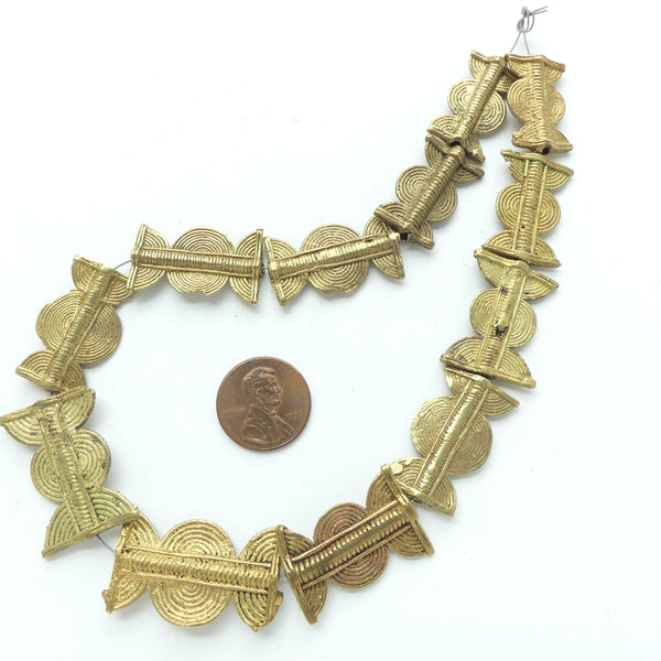 Brass, Lost Wax Sun and Moon, Baoule, Set of 12, Mixed Size, Largest 32x20mm