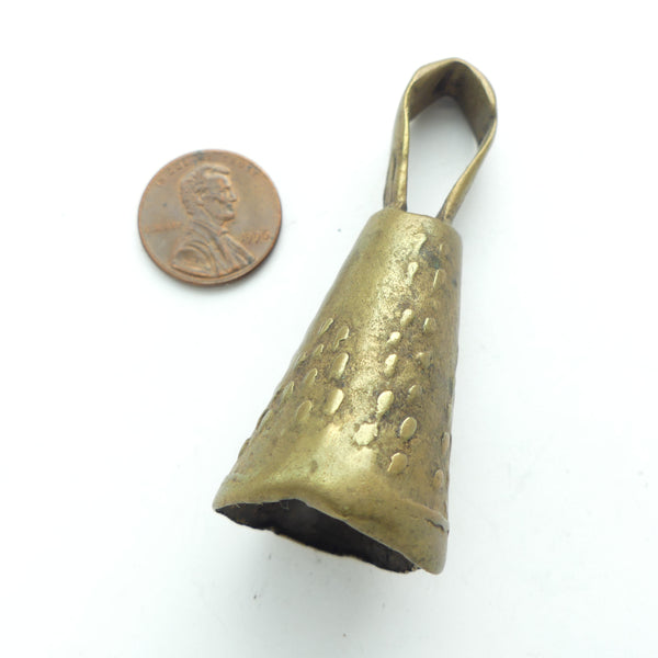 Brass Bell, Vintage African, Possibly Fulani for Livestock, No Clapper, 64mm Long with Loop