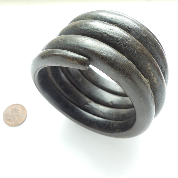 Spiral Bronze "Currency Bracelet" Black Patina, 3 inches Diameter, 2 inches Wide