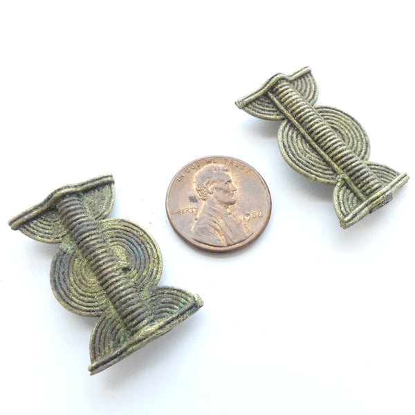 Brass, Lost Wax Cast, Vintage Brass Sun/Moon Design, 30x18mm, Sold as Sets of 2
