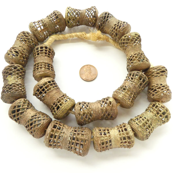 Brass, Lost Wax Cast, Xtra Large Hourglass Openwork Shape Beads, 35x20mm, Sold Individually