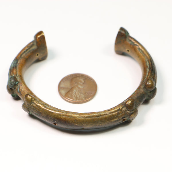 Brass, Bracelet Antique with Tiny Holes For Making it into a Necklace Focal, 2x2.5 inches