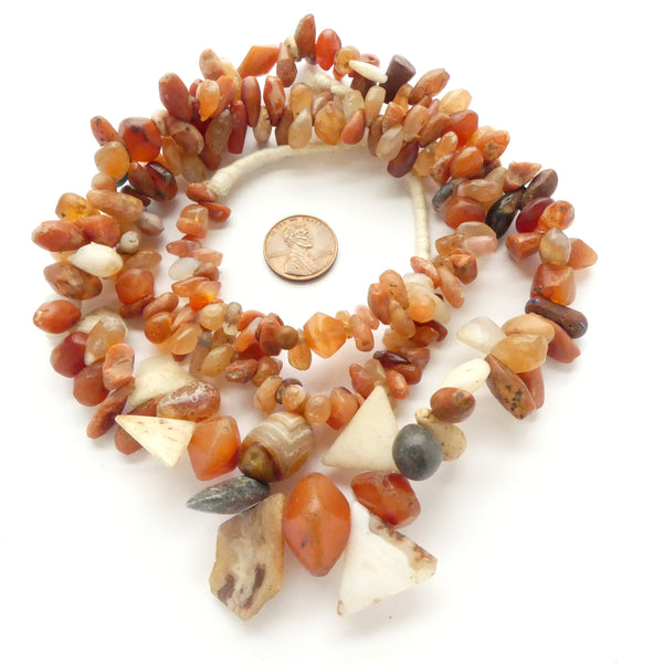 Ancient, Carnelian from Mauritania, 29-inch strand of nearly 200 Beads/Pendants