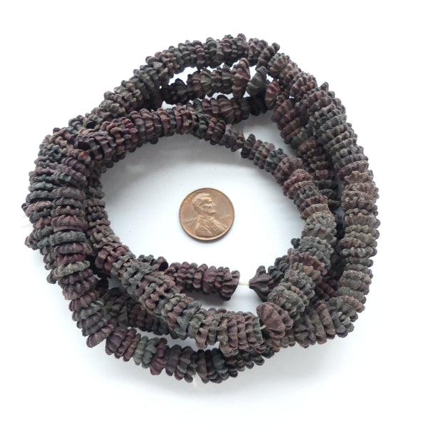 Scented Beads from Morocco, Nearly Black on Long 40-inch Strands