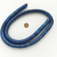 Vinyl Heishi, Blues and Black on 33-inch Strands