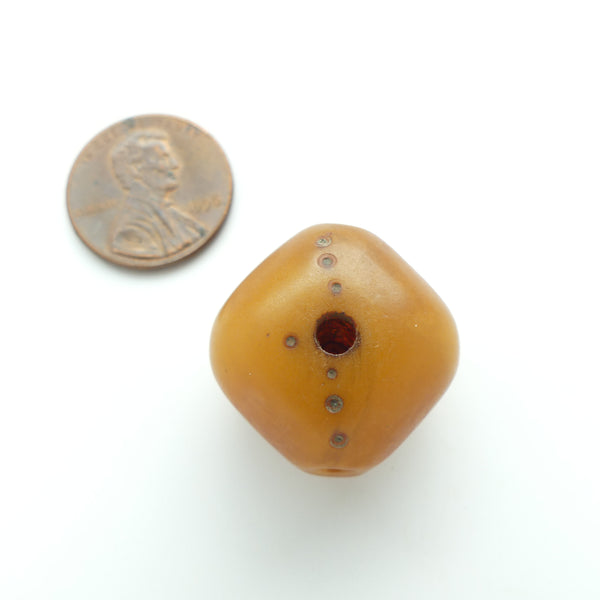 African Amber, Antique Very Rare Small Diamond wiht Decoration, 22x22mm