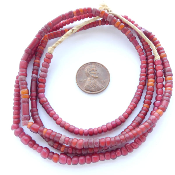 White Hearts Antique 3.5-4mm Beads on Extra Long 32-inch Strand