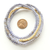 Striped Seed Beads, Vintage Blue and White, 3.5mm on 26-inch Strand