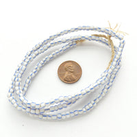 Striped Seed Beads, Antique, Blue on White, 3.5mm on 23-inch Strand