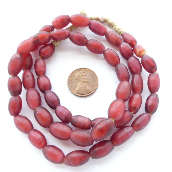 White Hearts, Antique Oval, Samburu 12x9mm on 23-inch Strands