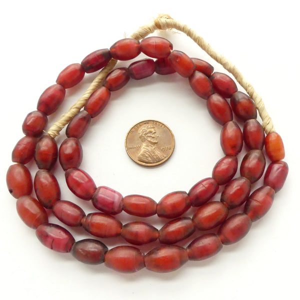 White Hearts, Antique Oval, Samburu 12x9mm on 23-inch Strands