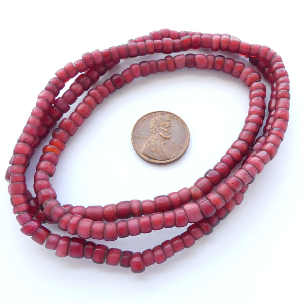 White Hearts, Antique 4.5-6mm Beads on 26-inch Strand