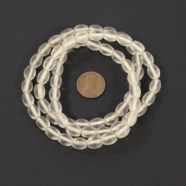 Bohemian, Molded Glass, Clear Ovals, 10x6mm on 24-inch Strand