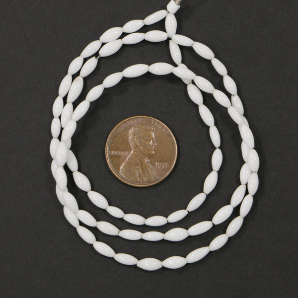 Small African Strands, White Ovals 5x3mm on 18-inch Strand