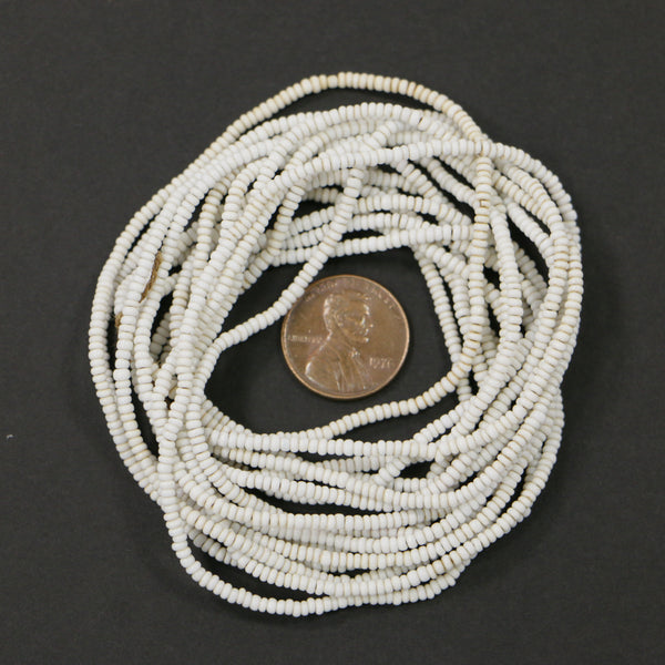 Seed Beads, Vintage, White Mini 1-2mm Diameter on 9 Foot, 3 inch Strand