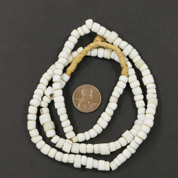 White Vintage Spacer Beads, 5-6mm Diameter on 22-inch Strands