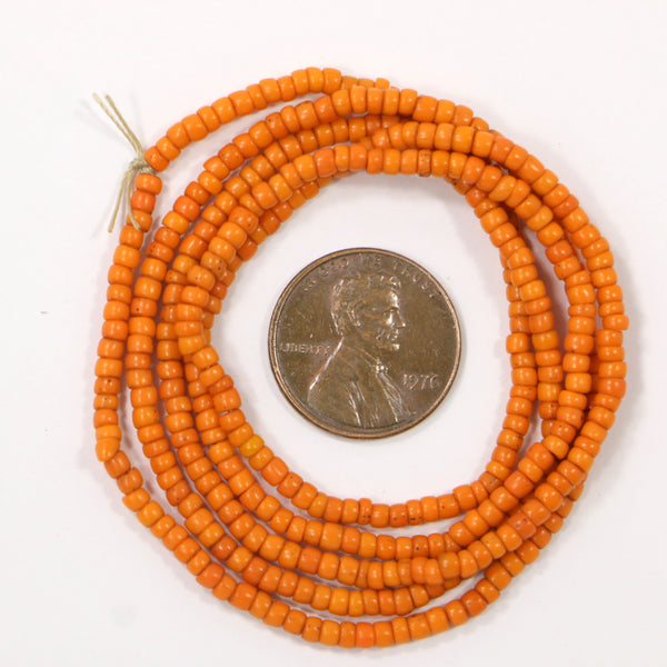 Seed Beads, Orange Vintage, 2mm Diameter on 26-inch strand