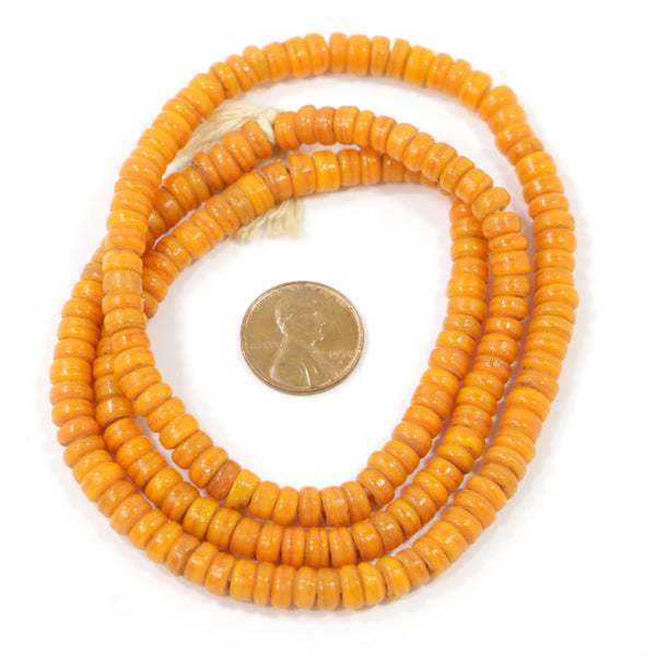 Orange Vintage Glass Slices 4x6mm on 24-inch Strand