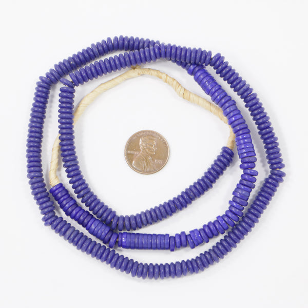 Slices, Dark Blue to Royal Blue 3mm Diameter with Large Holes on 23-inch Strands