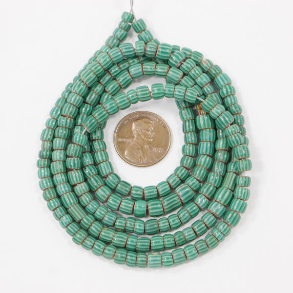Watermelon Beads, Teal, Oblate, 3x4 to 5x5mm on Long 30-inch Strand
