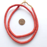 Snake Beads, Vintage French Glass, Small Coral Color 6mm on 22-inch Strand