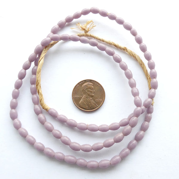 Molded Vintage Czech Glass (Prosser) Oval 5x4mm Lavender on 20-inch Strands