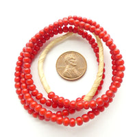 New White Hearts, Round Red 4mm on 20-inch Strand