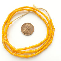 White Hearts, Antique Venetian Glass, Yellow, 3mm on 21-inch Strand