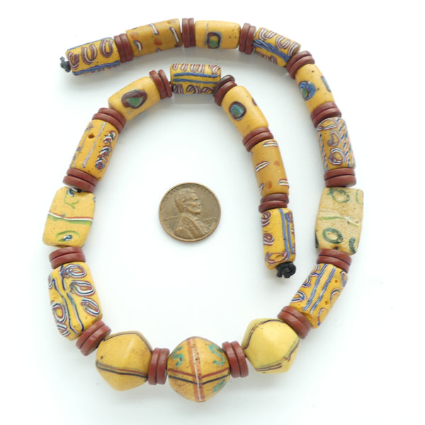 Lampwork, Antique Venetian Curated and High-Graded Strand of Amber Lampwork Beads