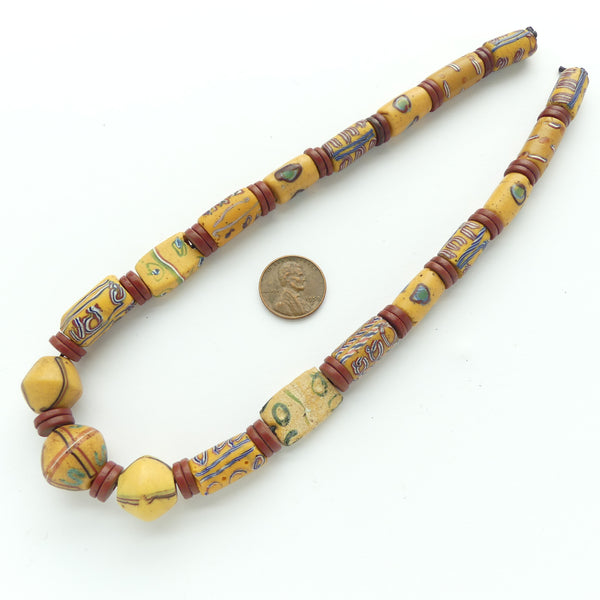 Lampwork, Antique Venetian Curated and High-Graded Strand of Amber Lampwork Beads